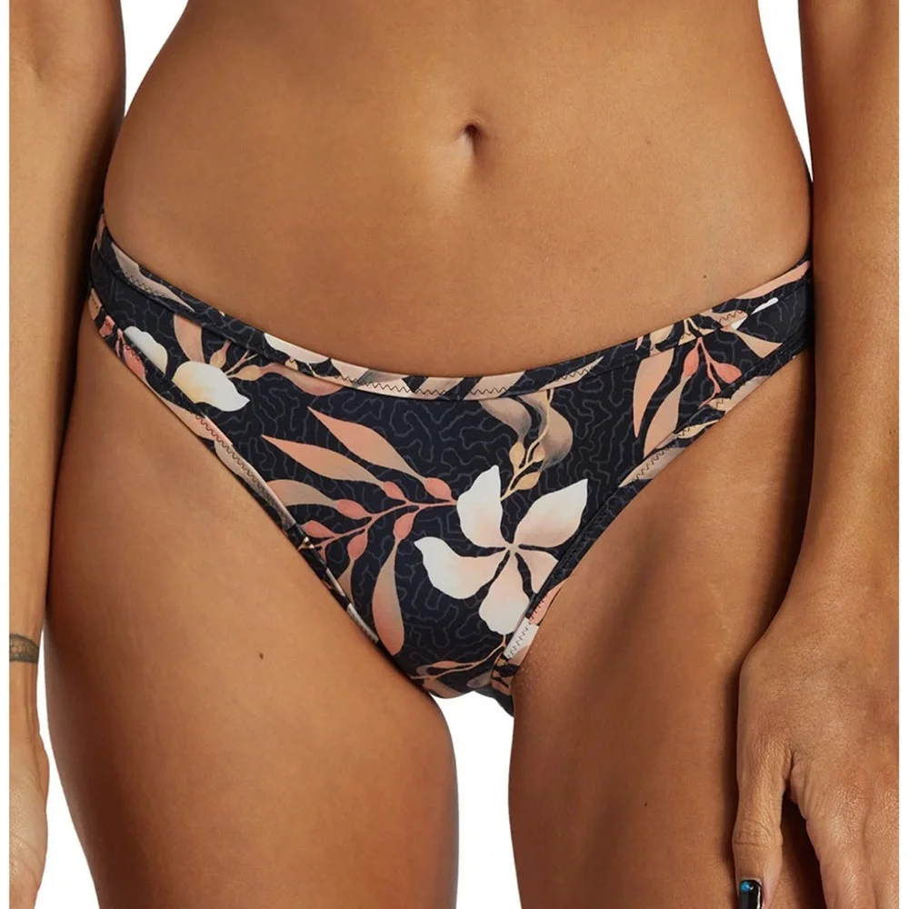 Billabong Black and Cream Bikini Bottom Classic Swimwear